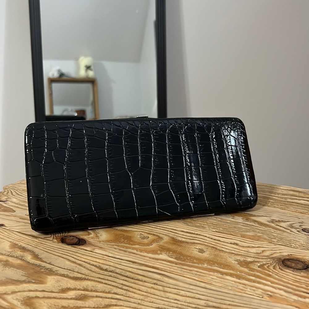 Wallet, black, pink interior, sleek